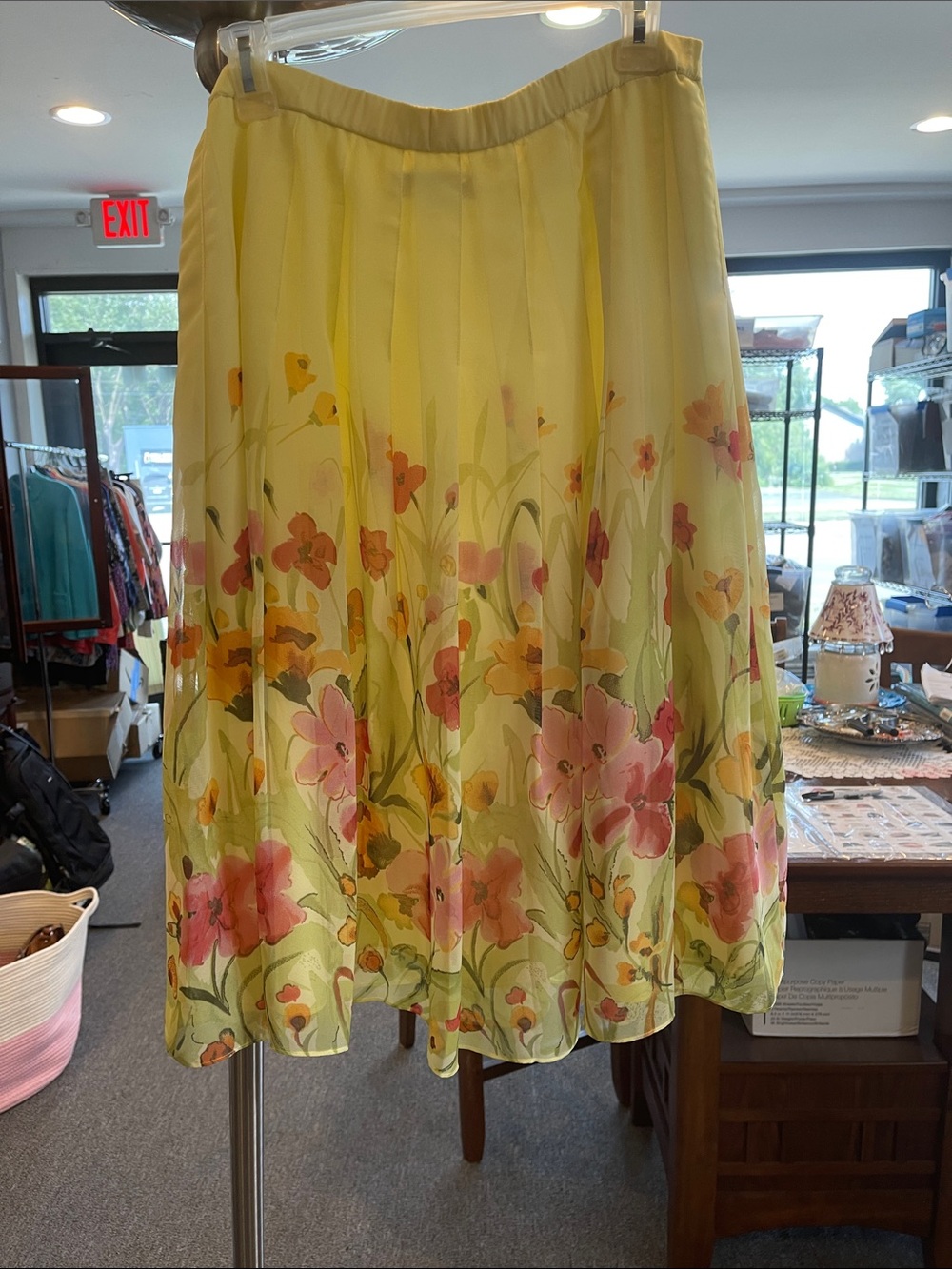 Coldwater Creek Skirts Watercolor Floral Flowers Chiffon Lined Flowy A Line PM